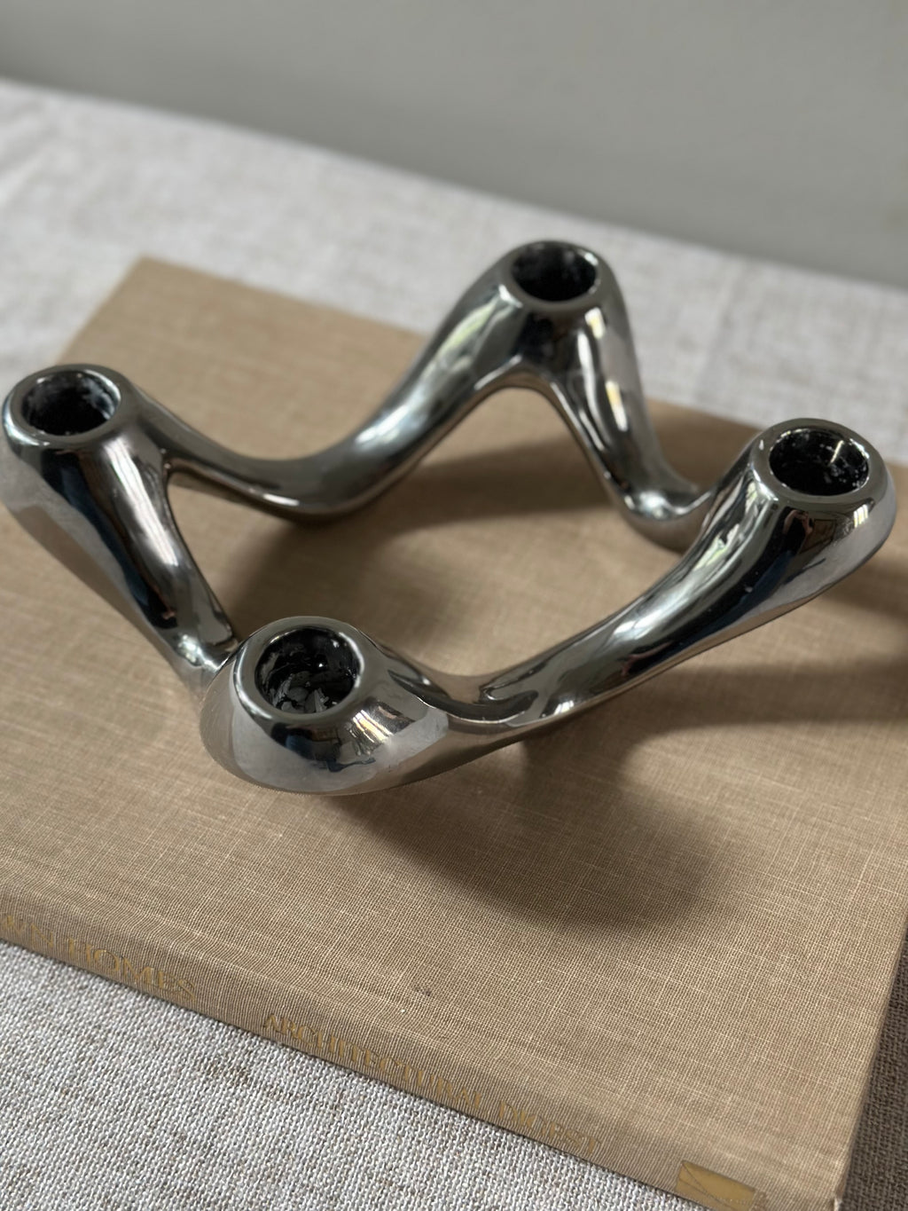 Chrome Sculptural Candle Holder