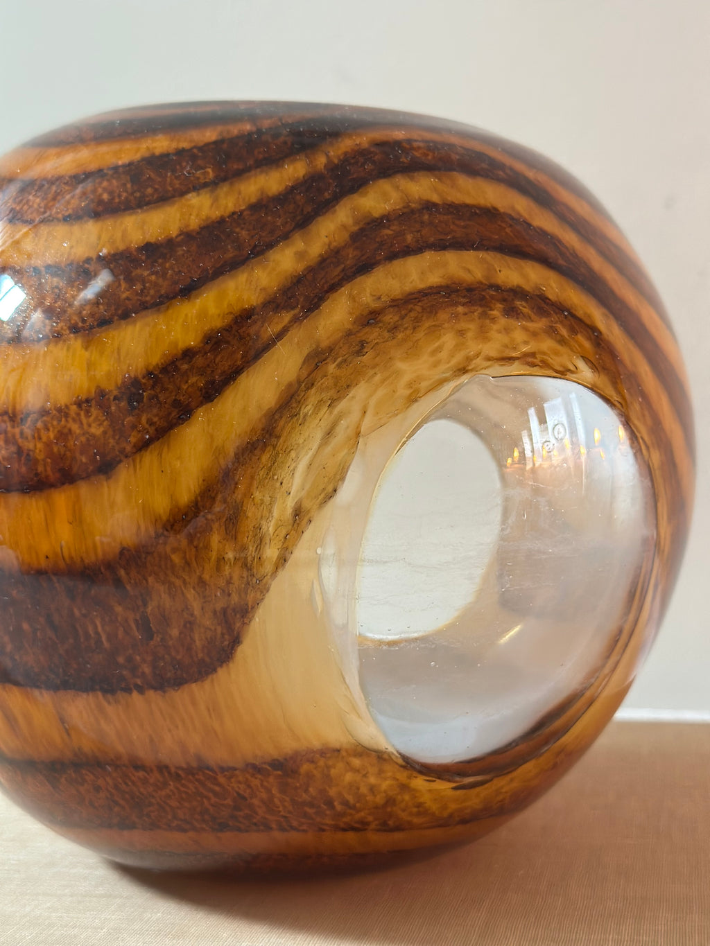 Tiger Striped Murano Vase