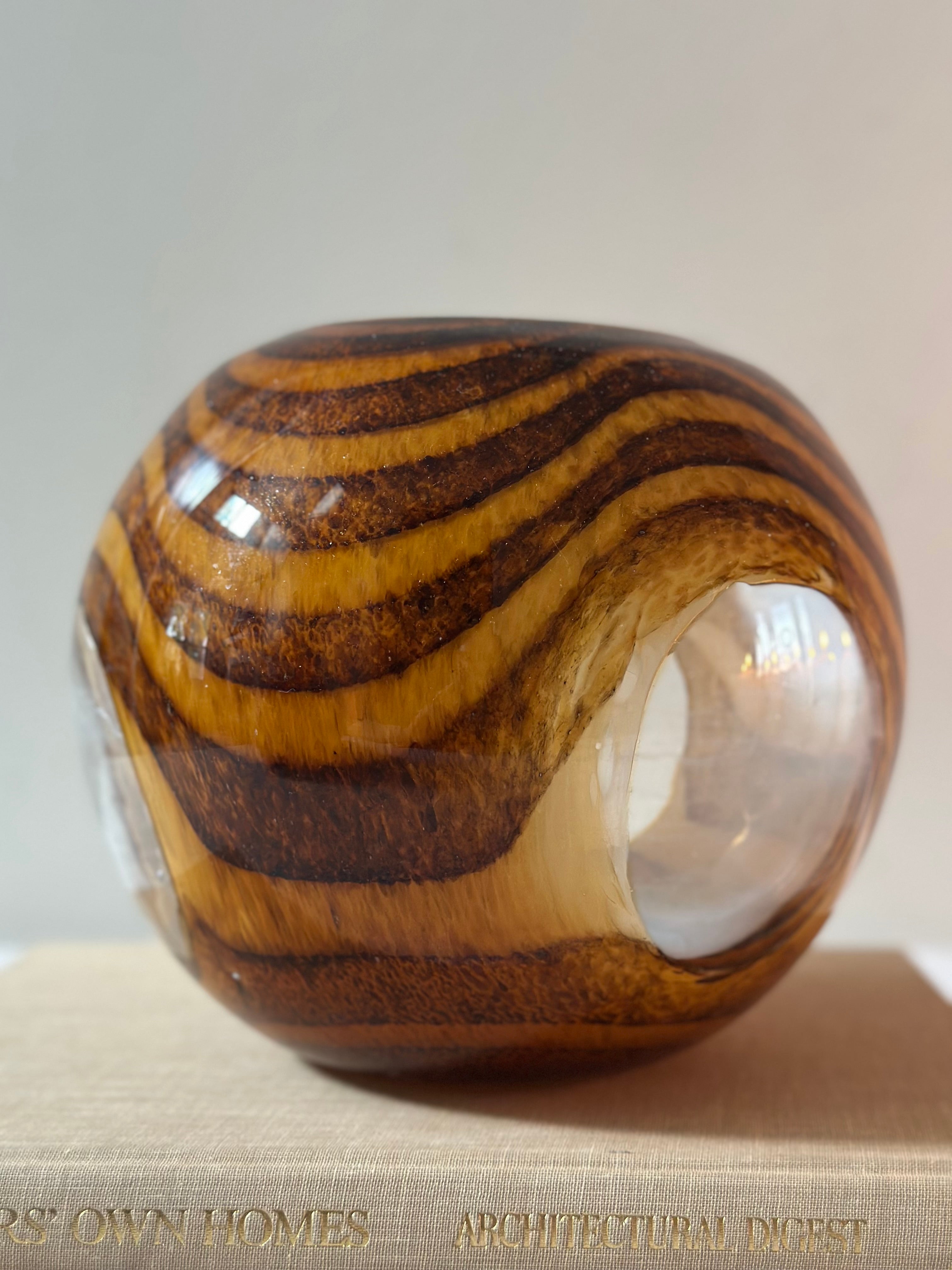 Tiger Striped Murano Vase