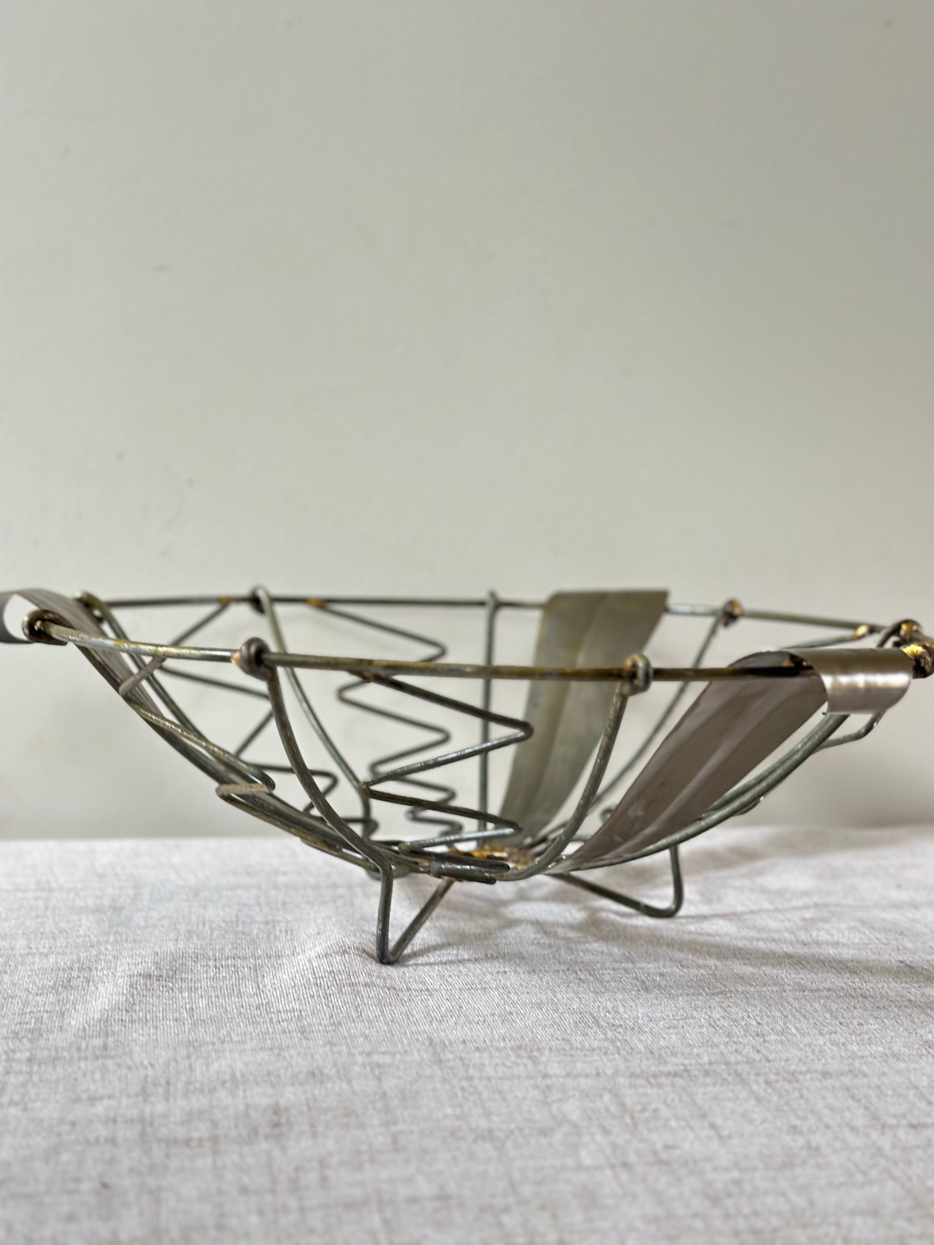 Vintage French Metal Folk Art Bowl