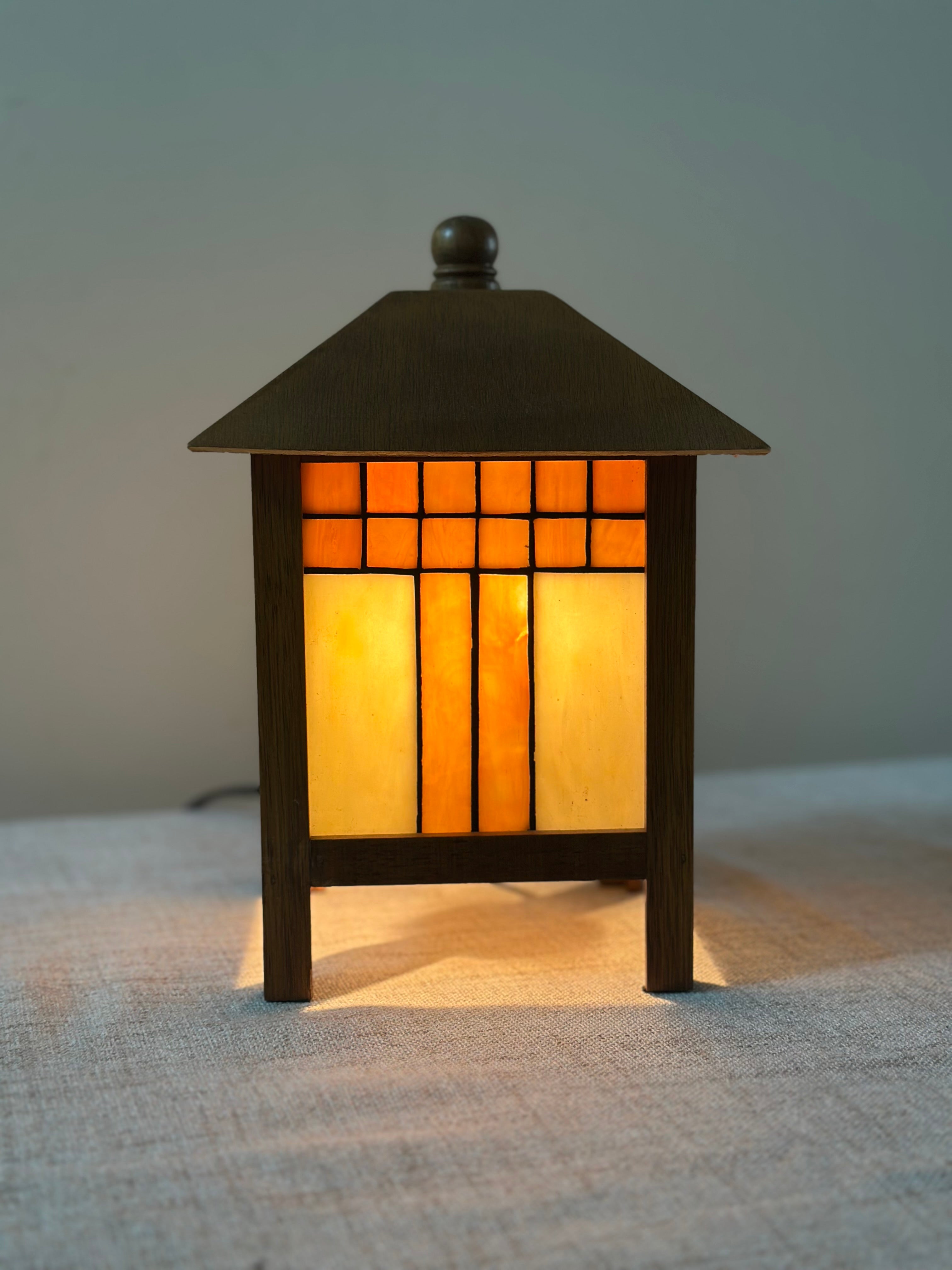 Vintage Frank Lloyd Wright Style Stained Glass Lamp