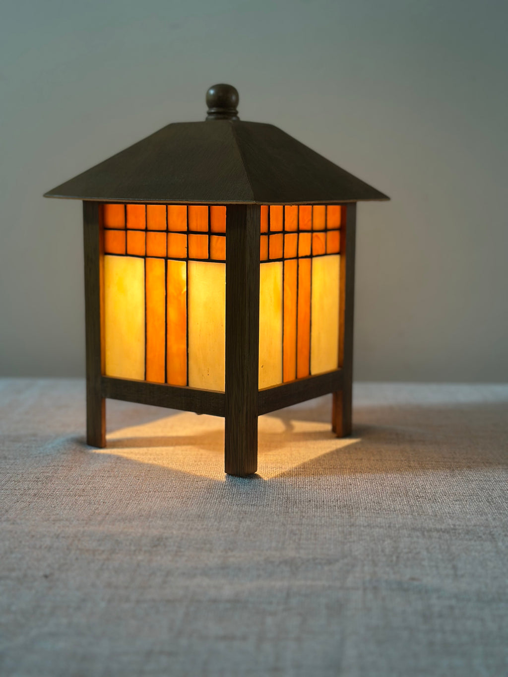 Vintage Frank Lloyd Wright Style Stained Glass Lamp