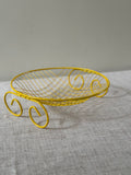 Vintage Mid Century Yellow Wire Basket