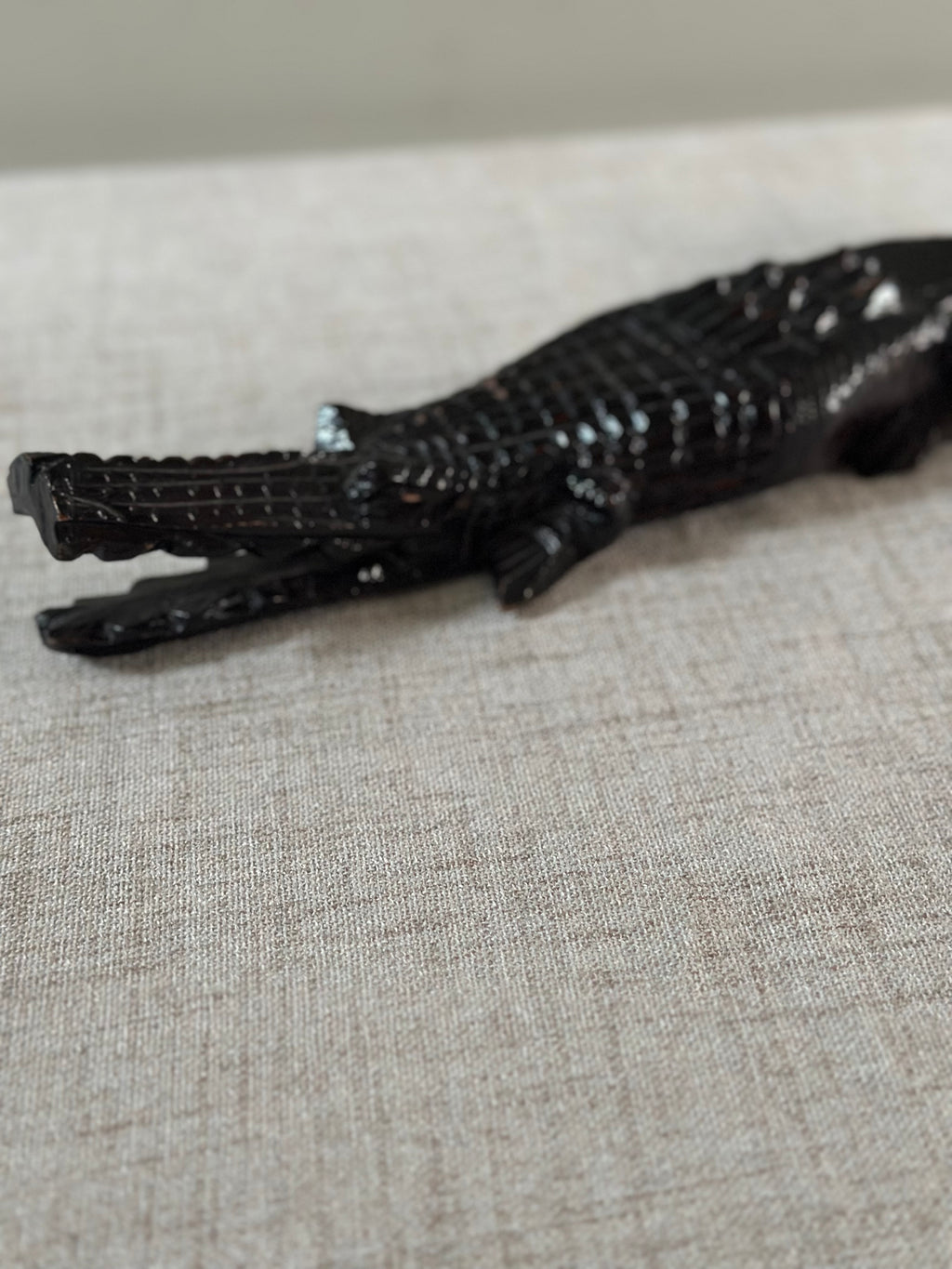 Hand-Carved Wooden Alligator Figure
