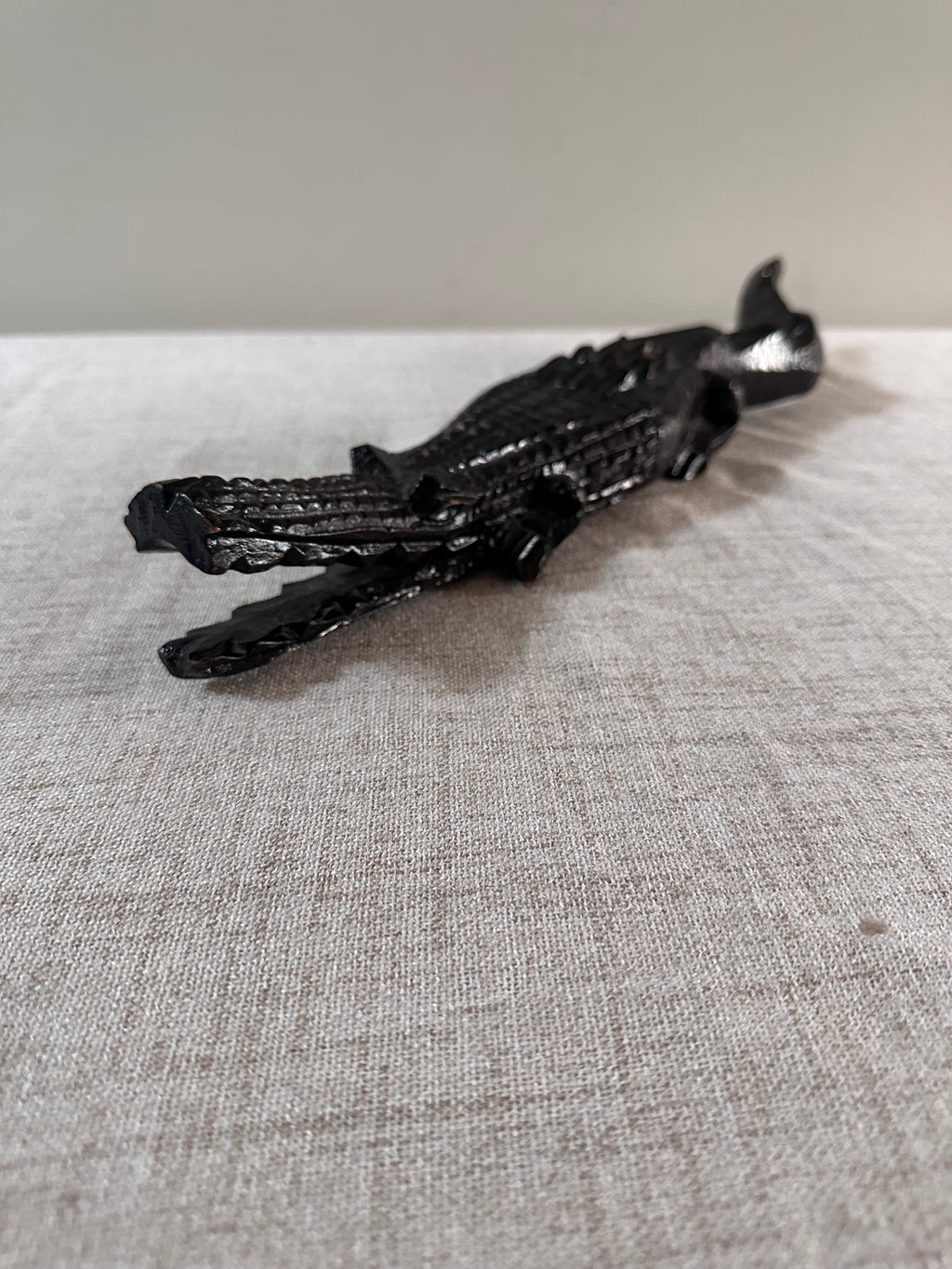 Hand-Carved Wooden Alligator Figure