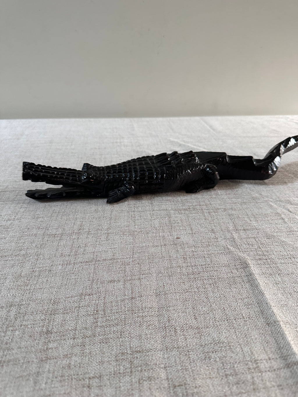 Hand-Carved Wooden Alligator Figure