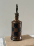 Vintage Leather-Wrapped Decanter with Figural Stopper