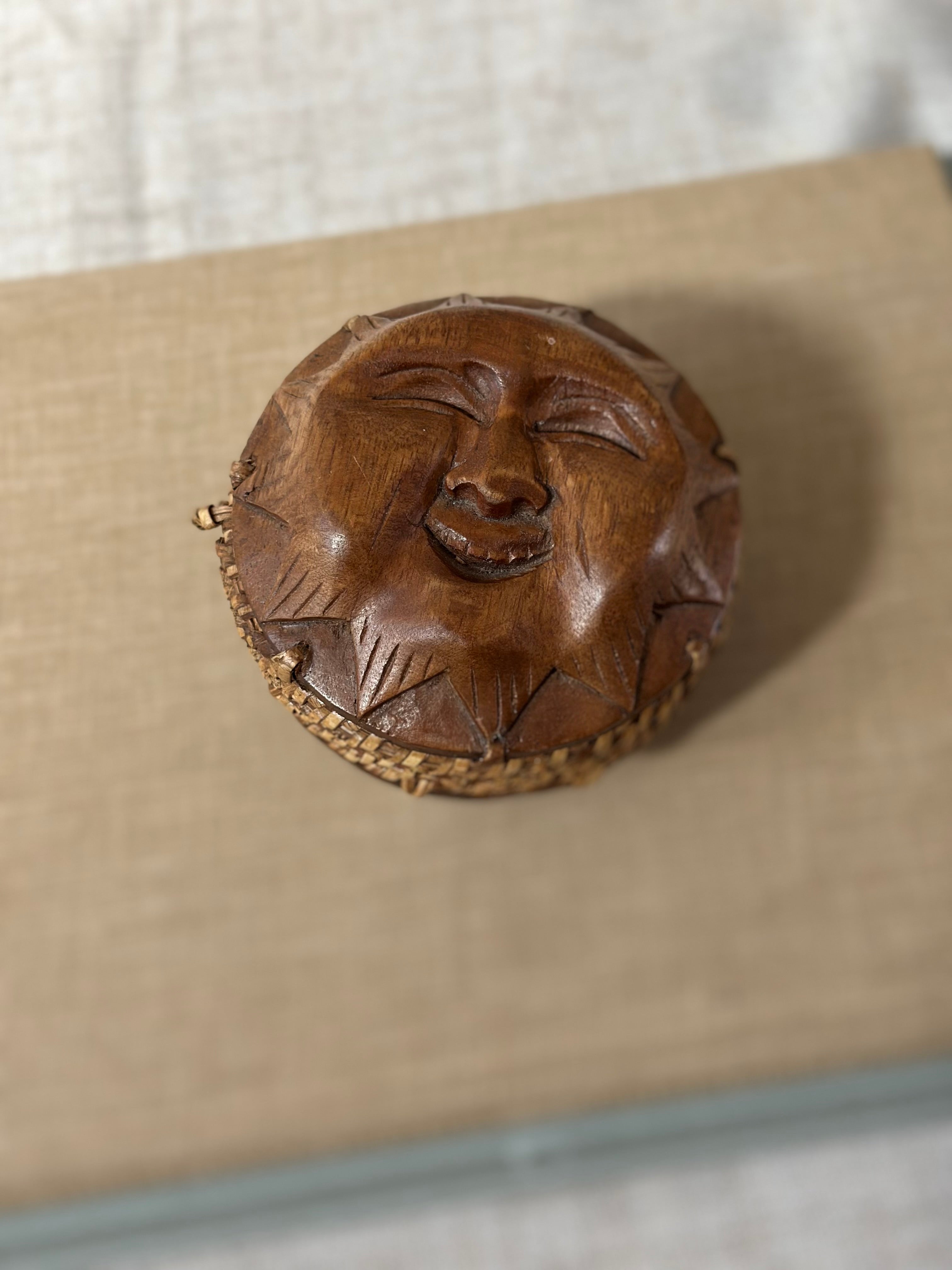 Vintage Hand Carved Sun Trinket Bowl