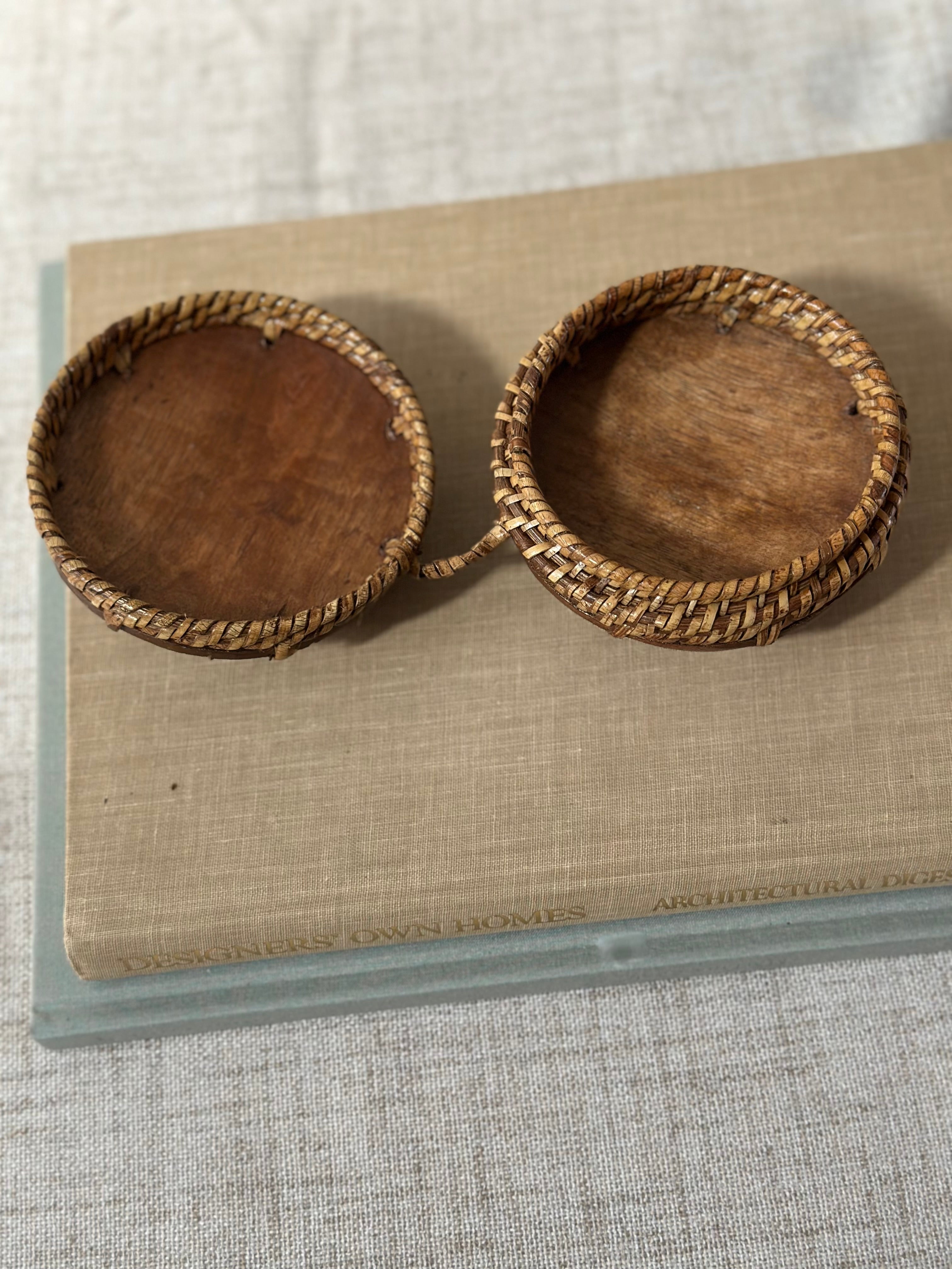 Vintage Hand Carved Sun Trinket Bowl