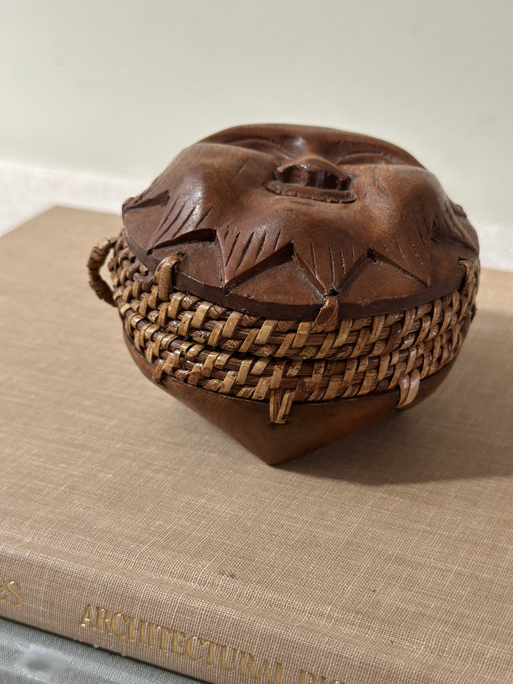Vintage Hand Carved Sun Trinket Bowl