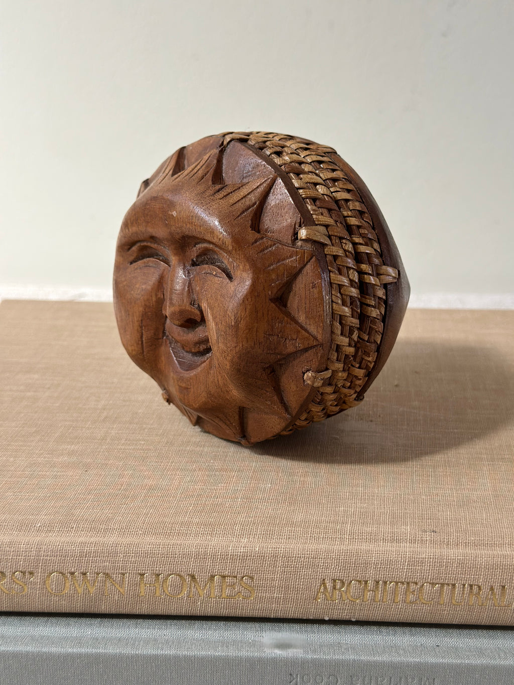 Vintage Hand Carved Sun Trinket Bowl