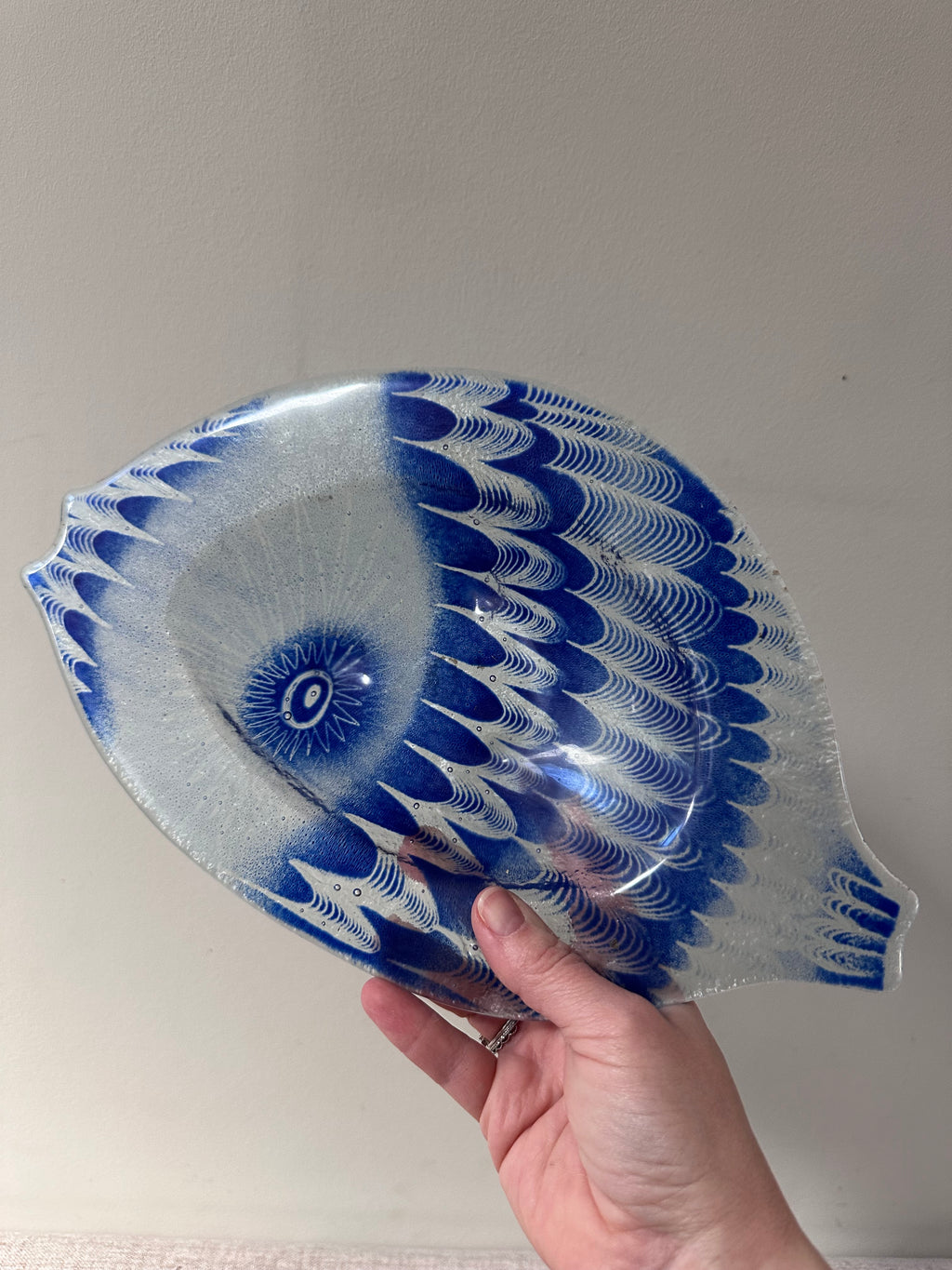 MCM Ed Walters Art Glass Fish Platter