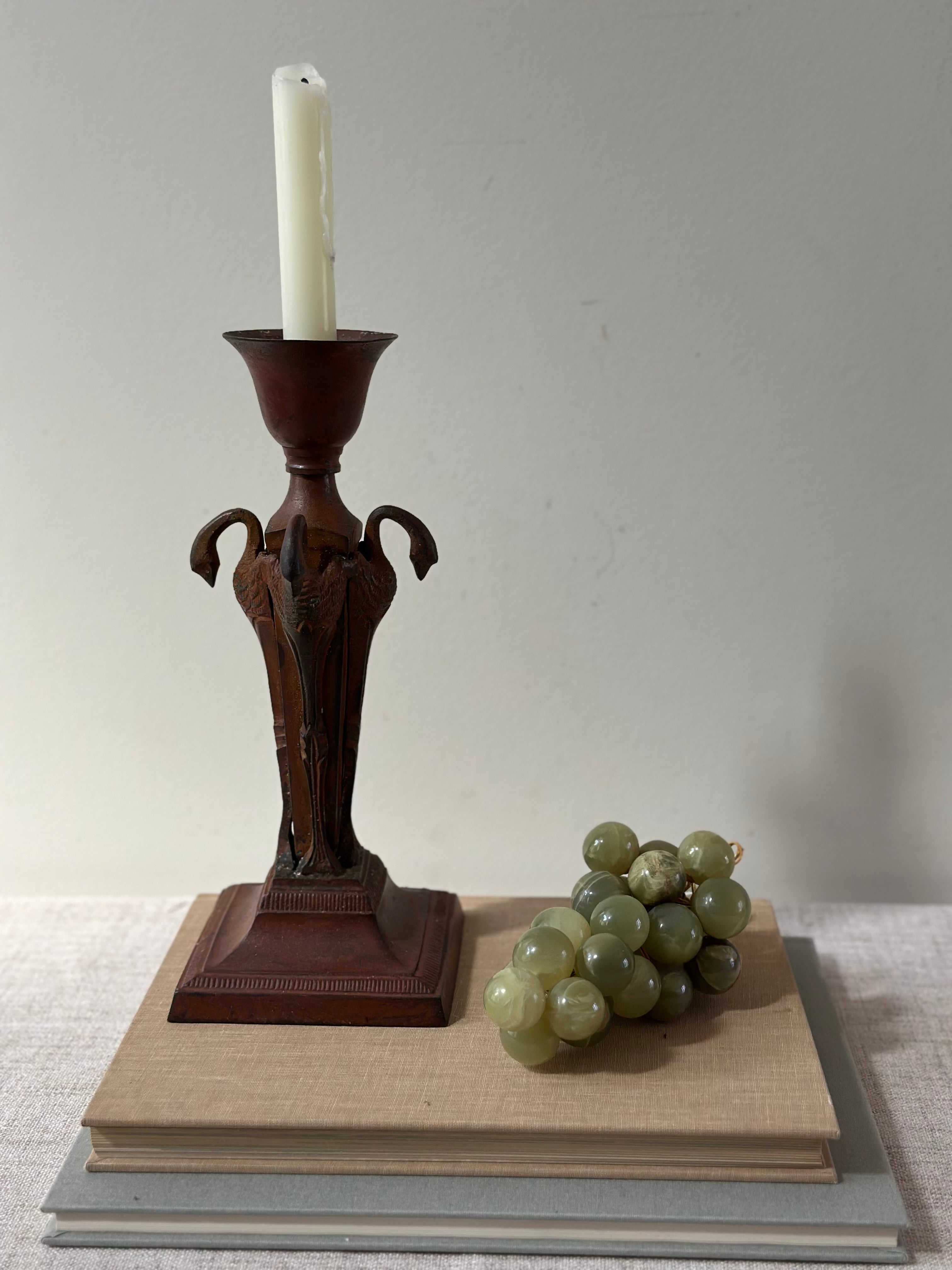 Vintage Metal Candlestick with Bird Detailing