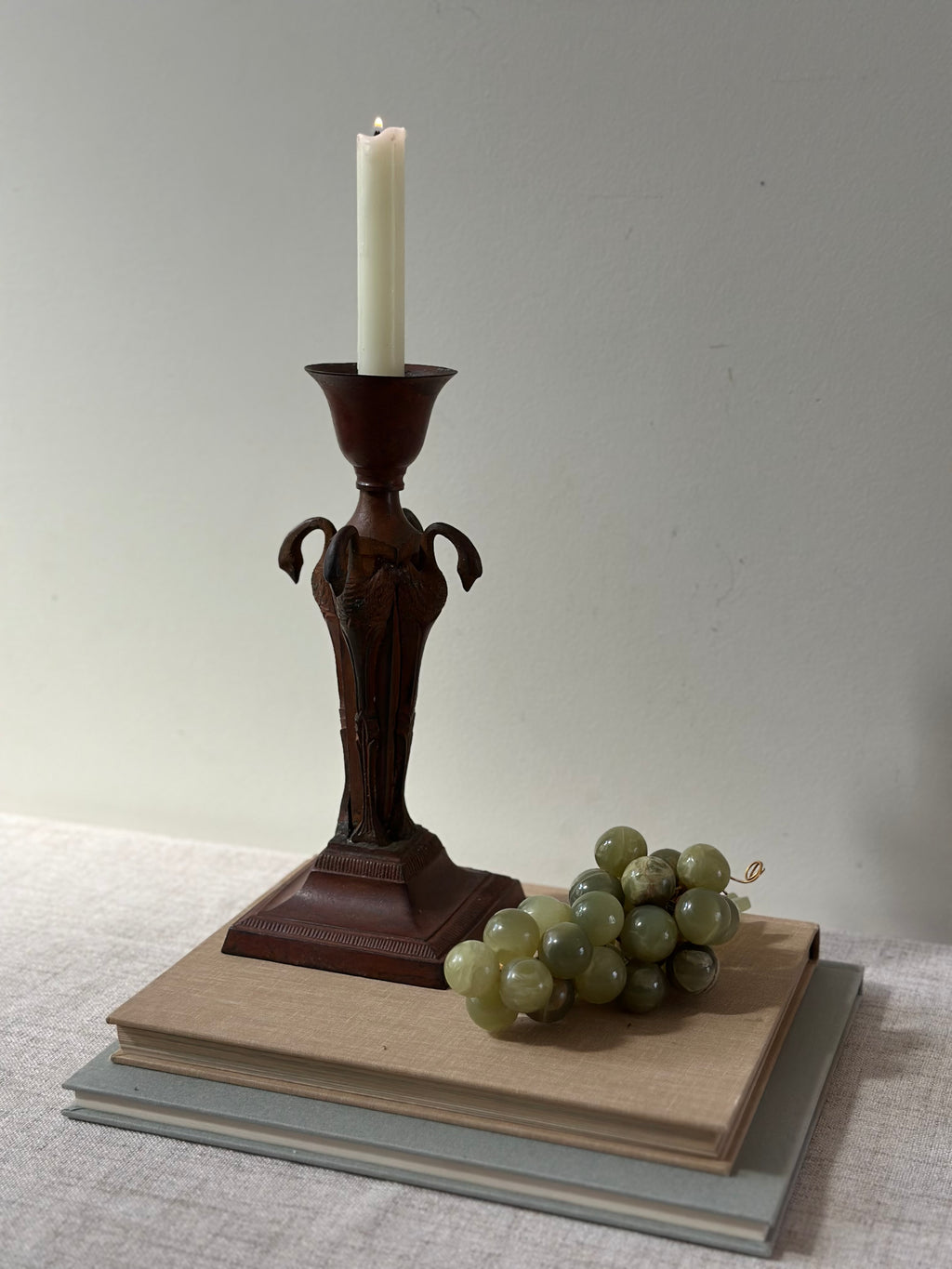 Vintage Metal Candlestick with Bird Detailing