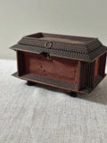 Antique Tramp Art Chip-Carved Wooden Box