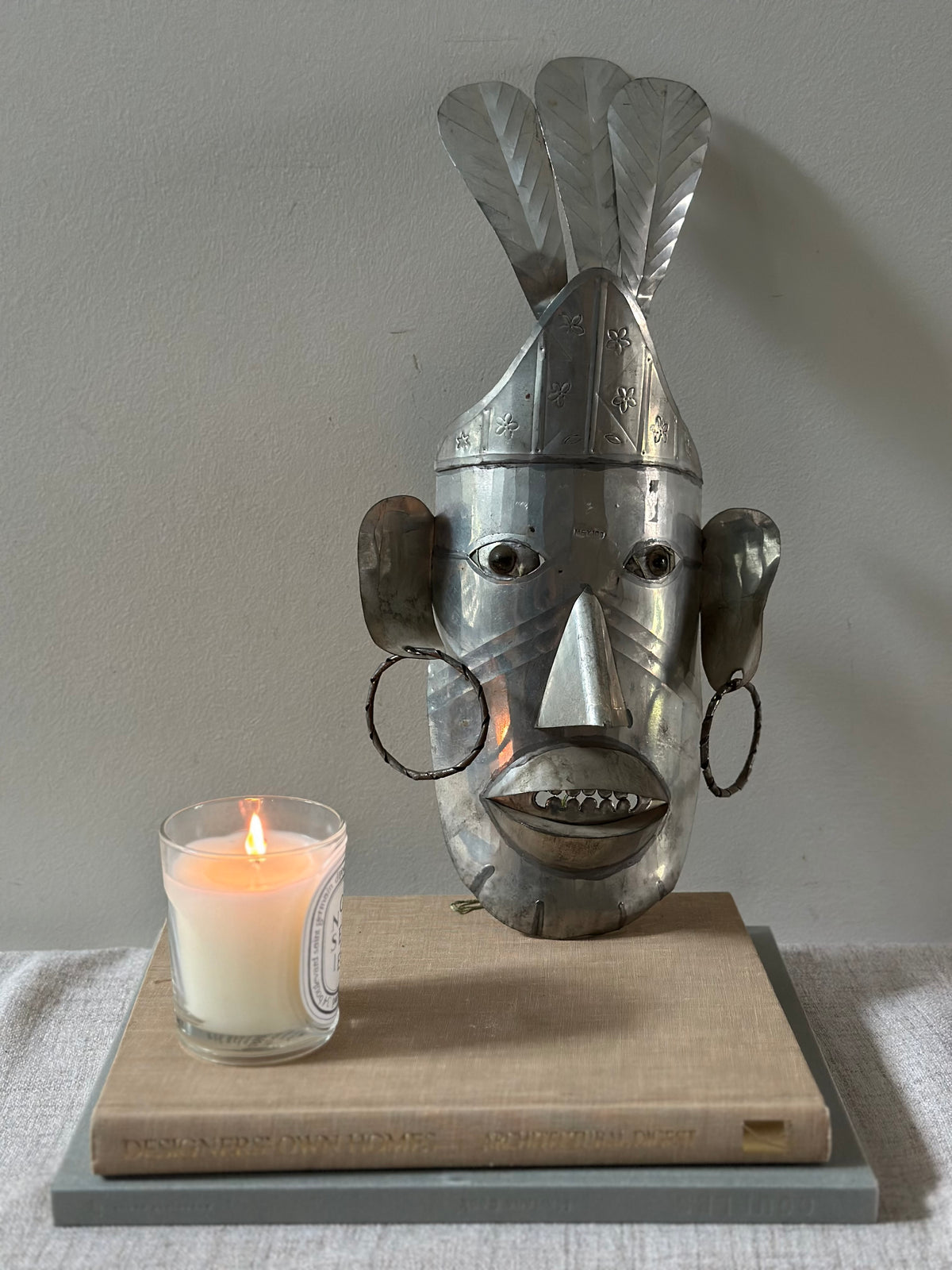 Mexican Hammered Tin Folk Art Wall Mask