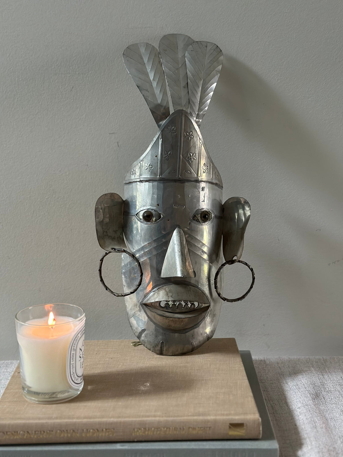 Mexican Hammered Tin Folk Art Wall Mask