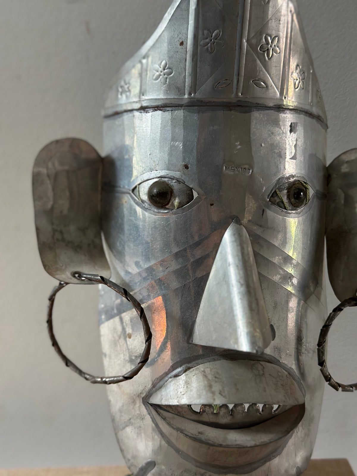 Mexican Hammered Tin Folk Art Wall Mask