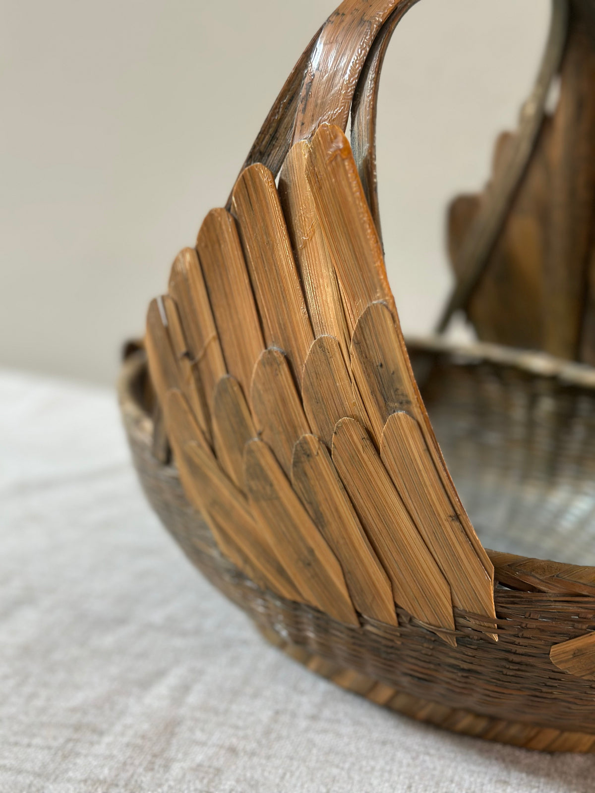 Vintage Woven Rattan Duck-Form Basket