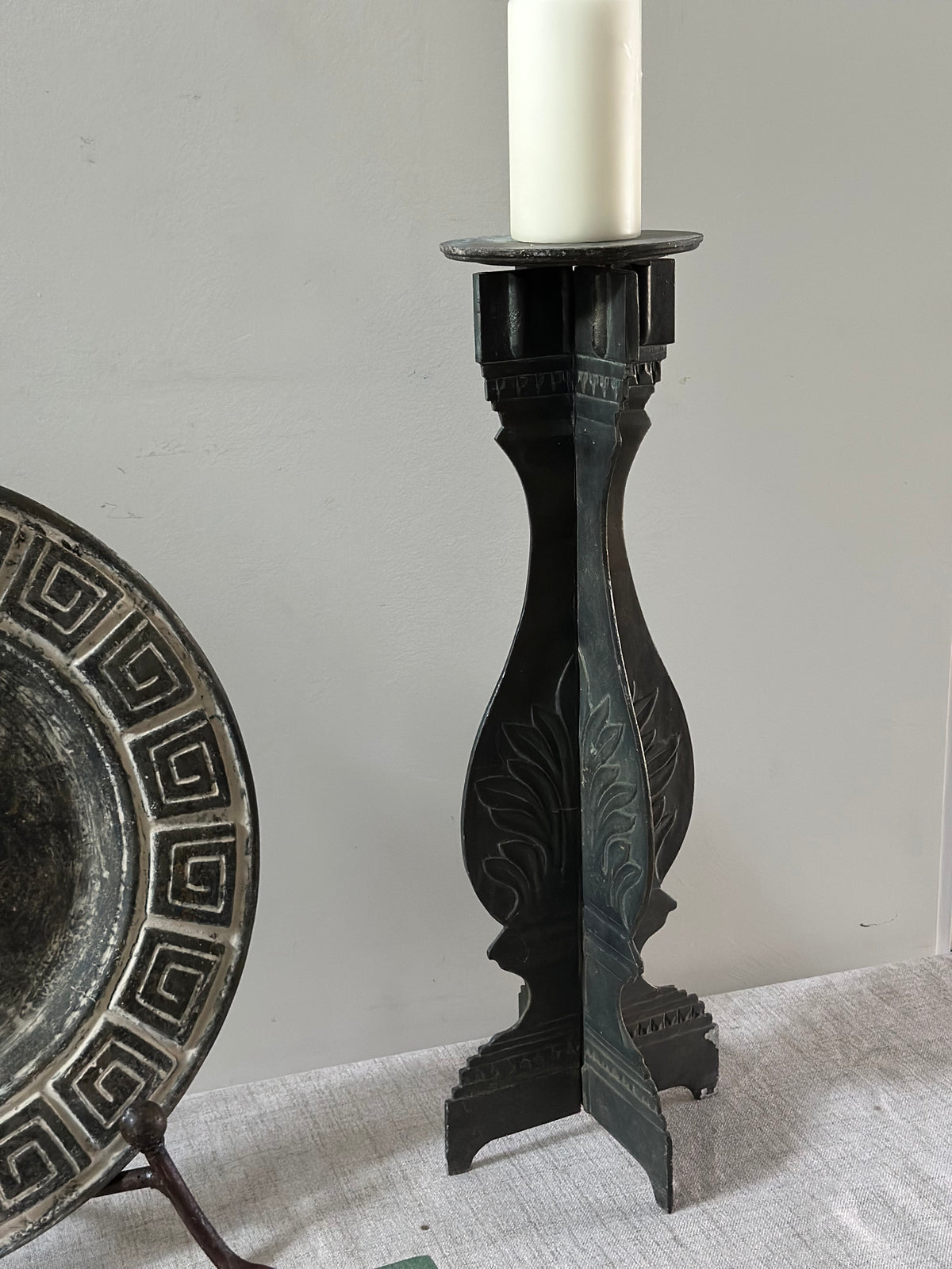 Vintage Tall Metal Pillar Holder