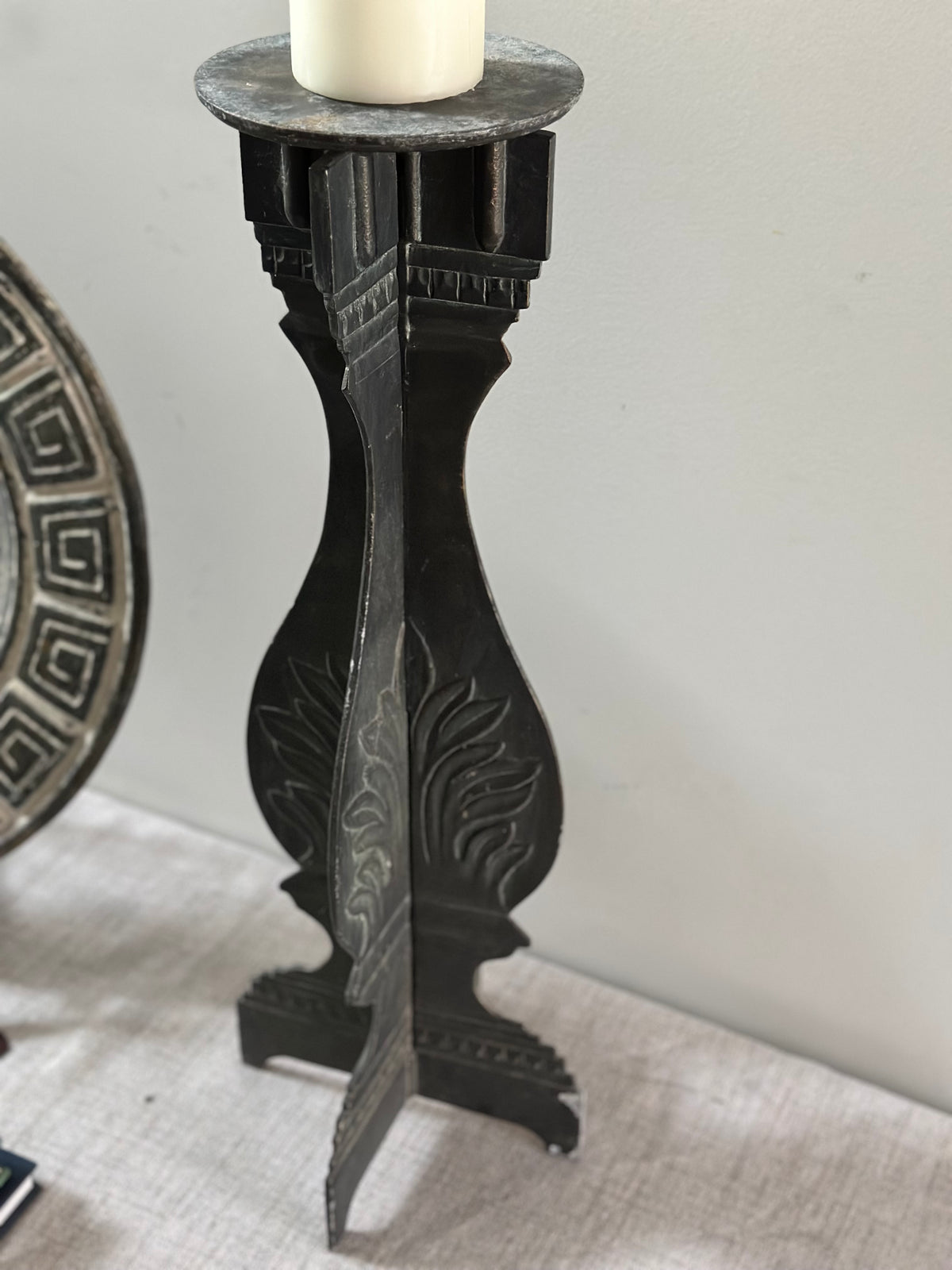 Vintage Tall Metal Pillar Holder