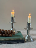 Vintage Mexican Punched Tin Candlesticks