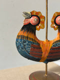 Folk Art Rooster Candleholder