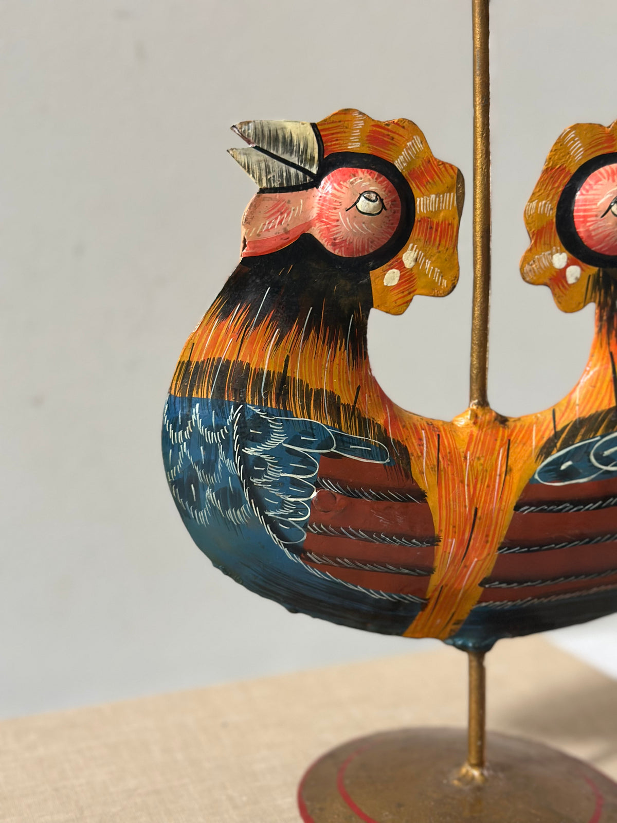Folk Art Rooster Candleholder