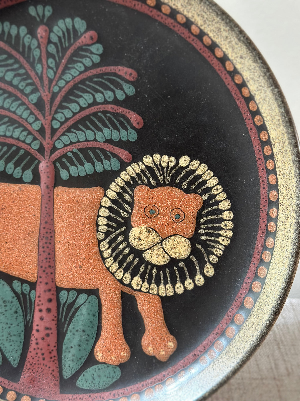Vintage German Ceramic Lion Wall Plate