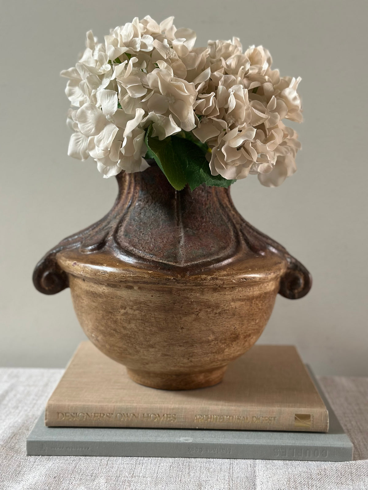 Rustic Ceramic Vessel With Scroll Handles