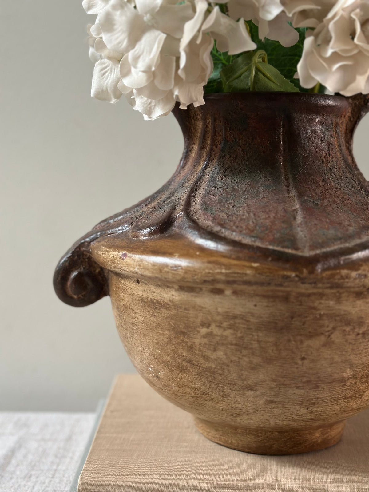 Rustic Ceramic Vessel With Scroll Handles