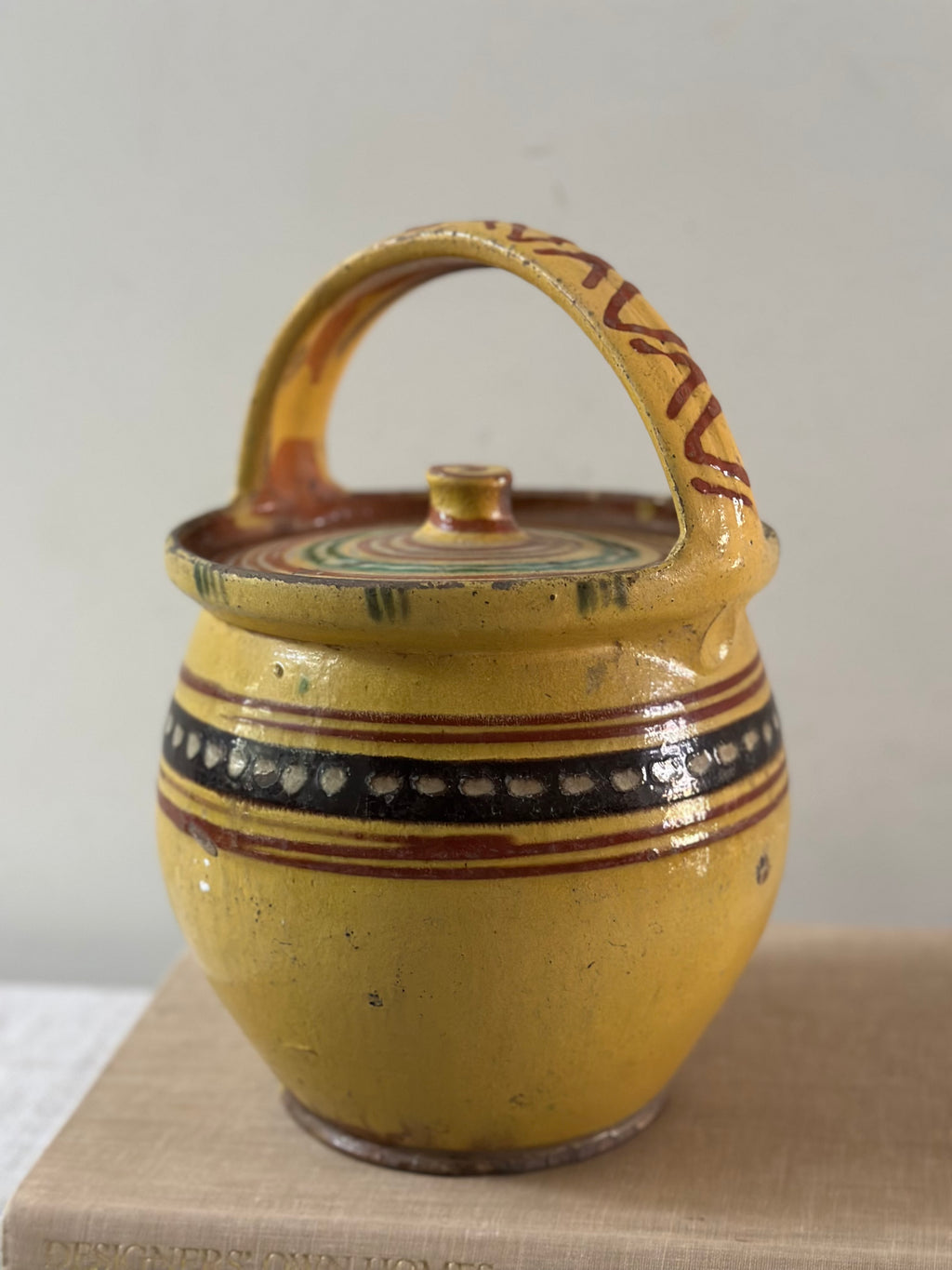 Vintage Earthenware Lidded Bucket