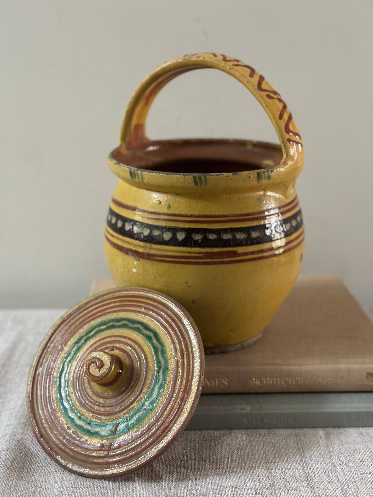 Vintage Earthenware Lidded Bucket