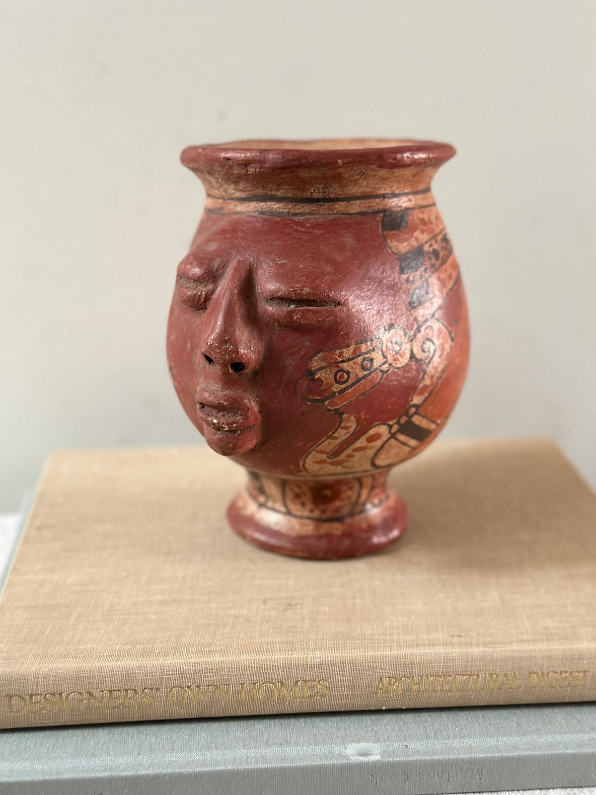 Pre-Columbian Earthenware Face Vessel
