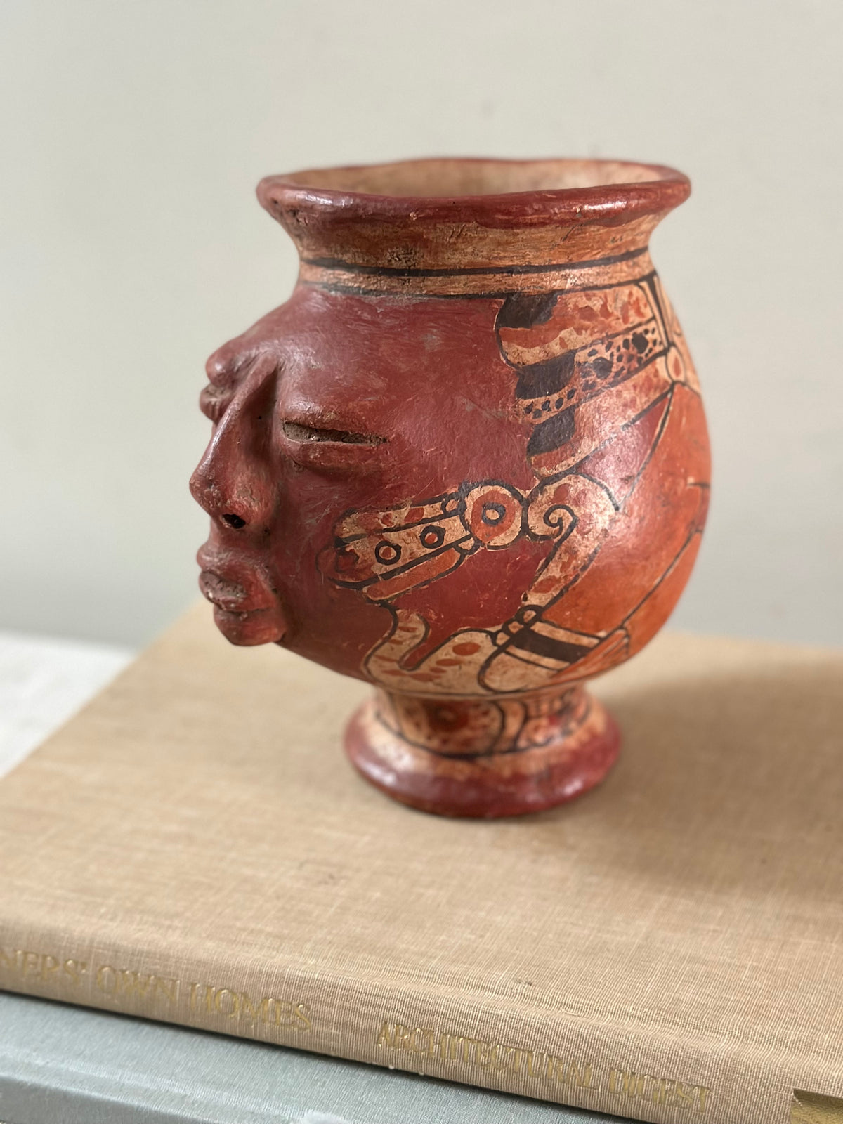 Pre-Columbian Earthenware Face Vessel