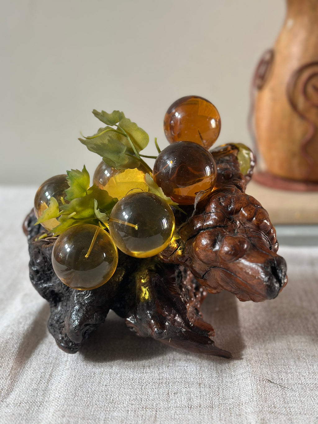 Vintage Grape Cluster on Wood