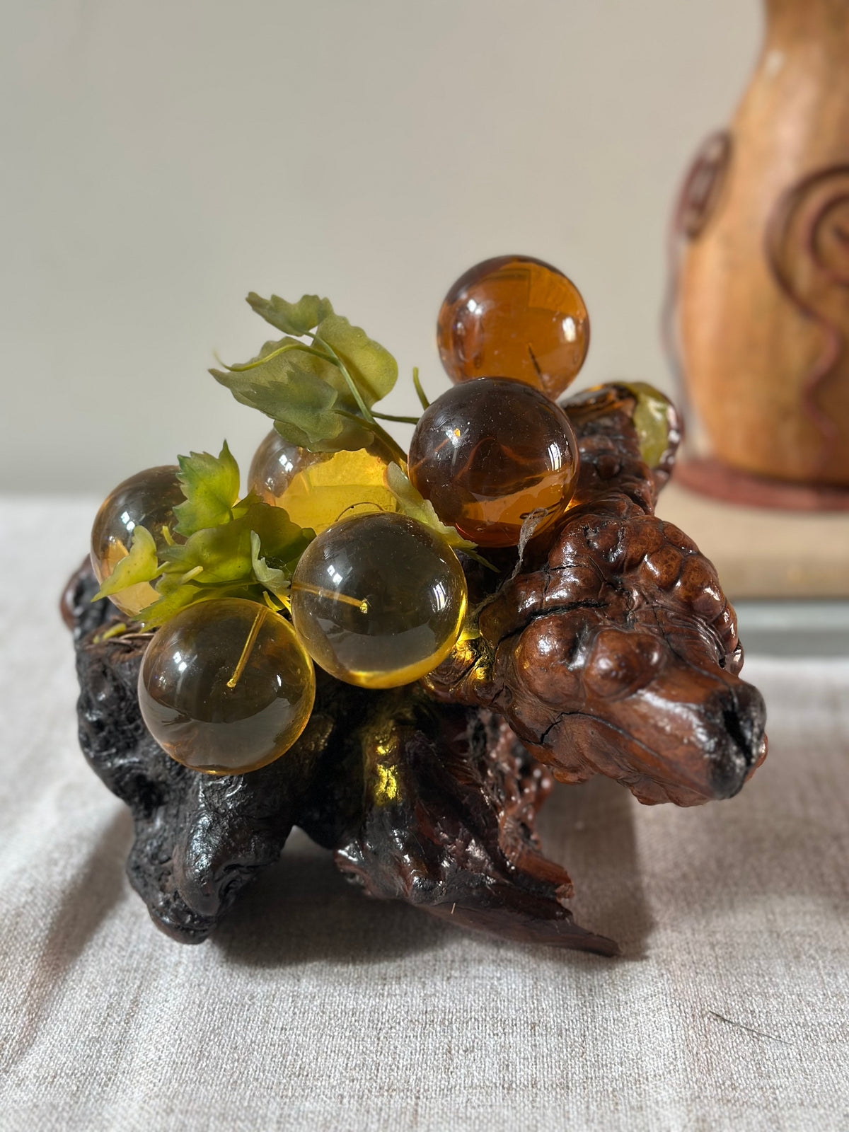Vintage Grape Cluster on Wood