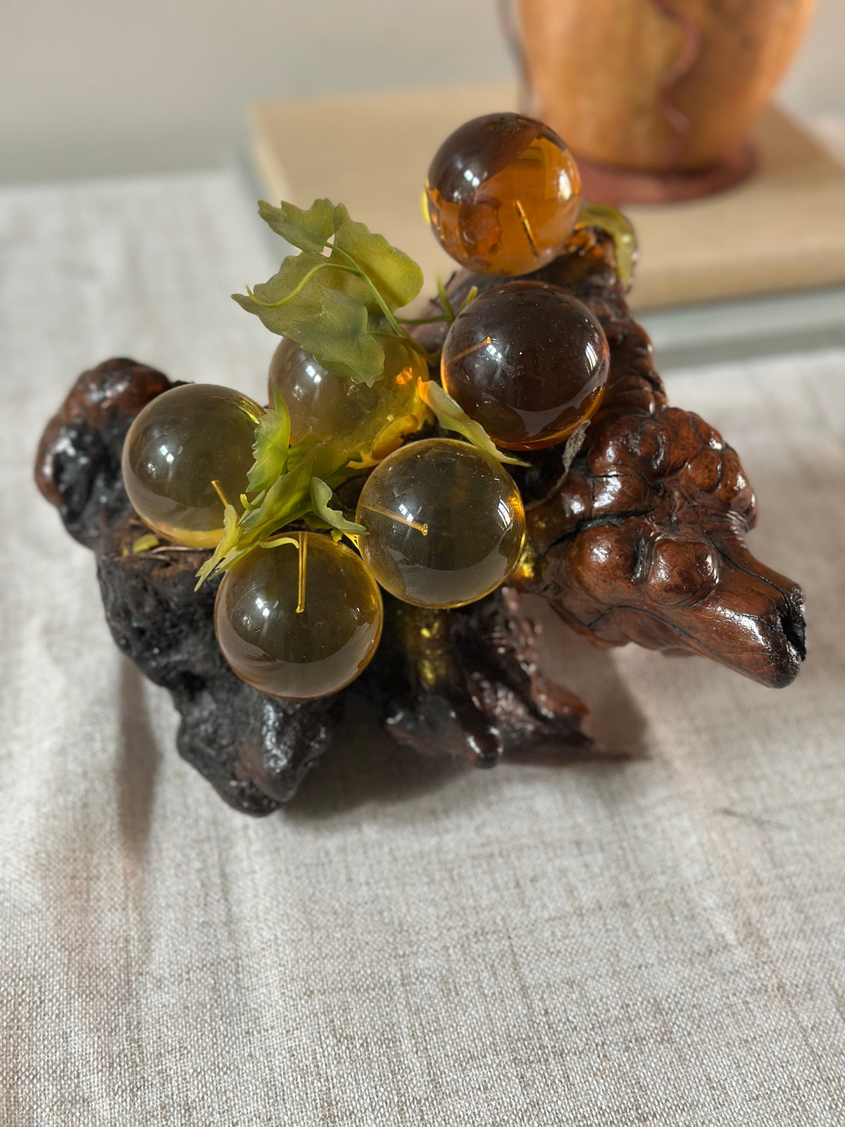 Vintage Grape Cluster on Wood