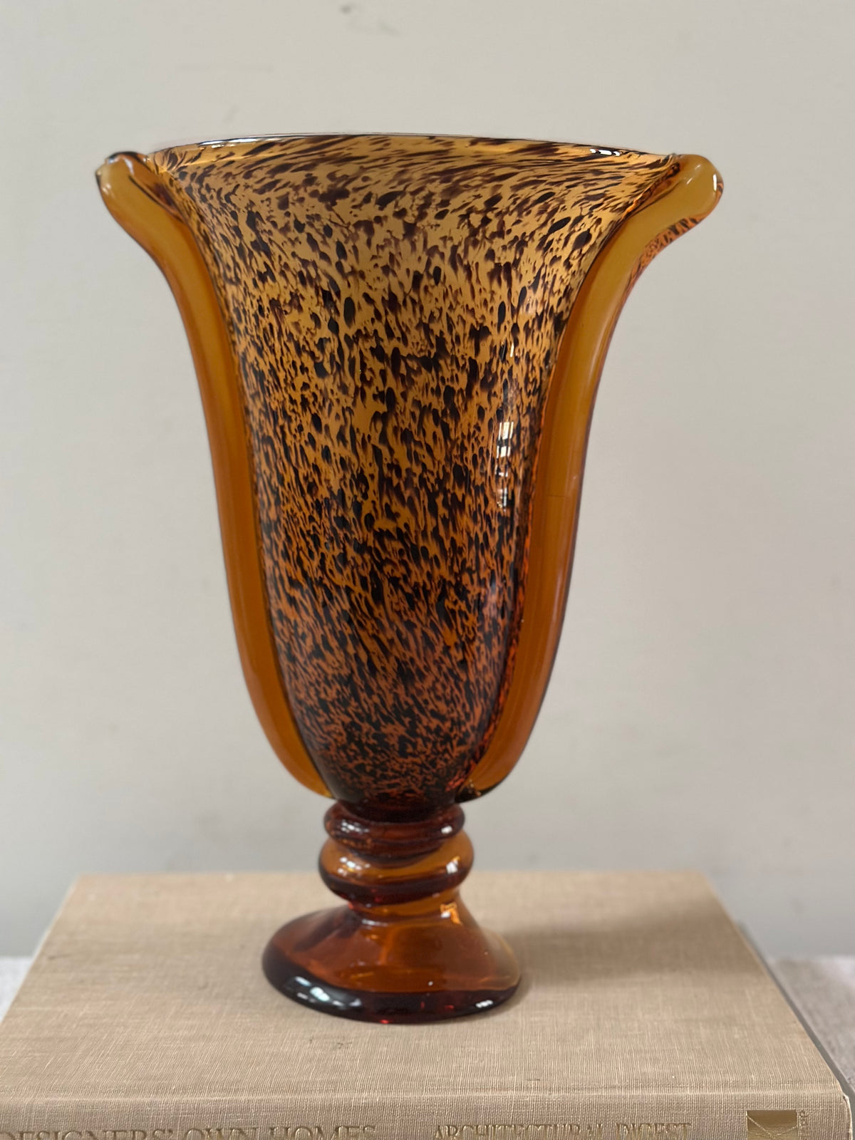 Tortoiseshell Art Glass Fluted Vase