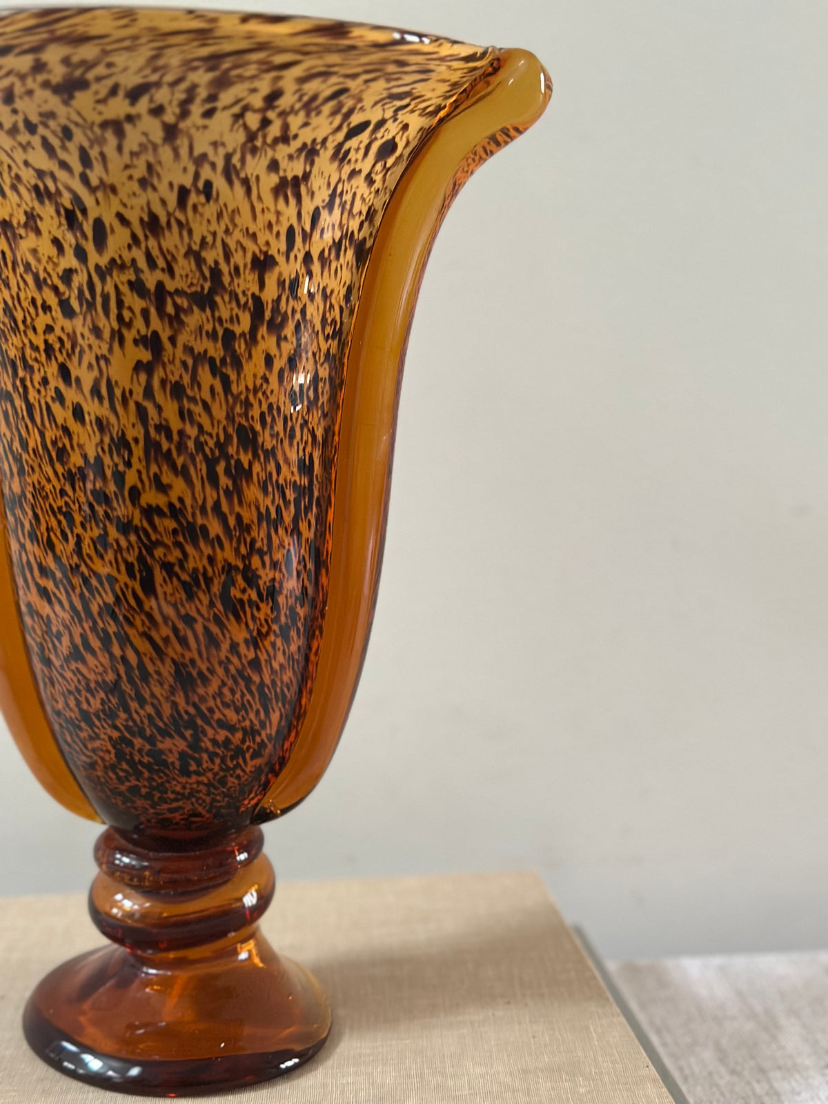 Tortoiseshell Art Glass Fluted Vase