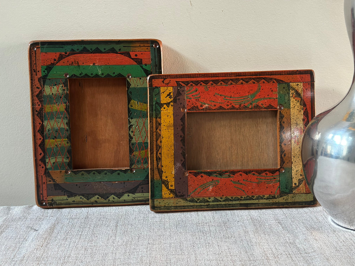 Pair of Vintage Folk Art Wooden Frames