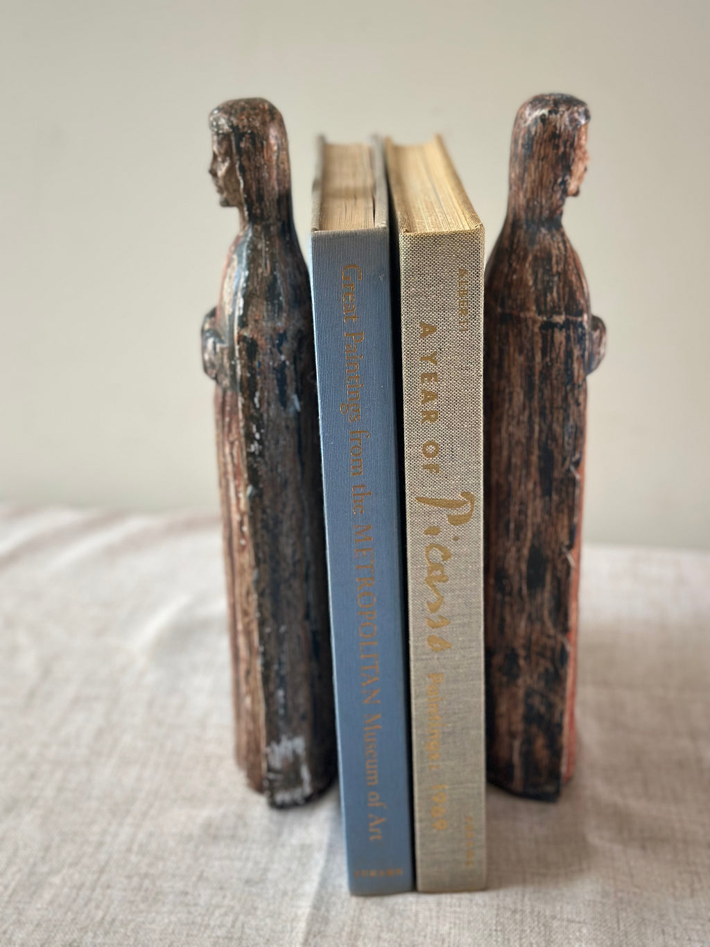 Pair of Santos Hand Painted Religious Figural Bookends