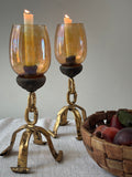 Pair of Brutalist Iron Candle Holders