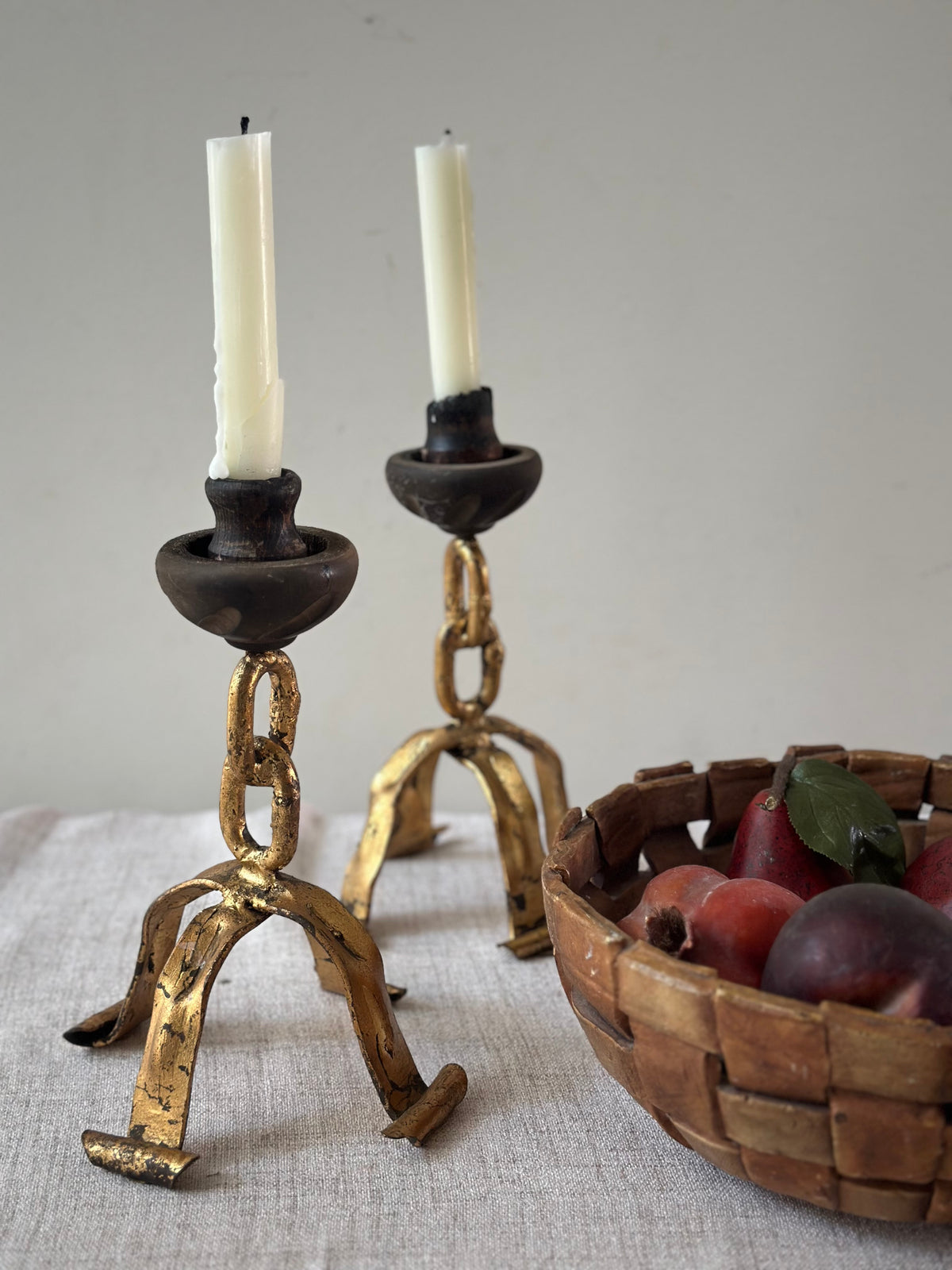 Pair of Brutalist Iron Candle Holders