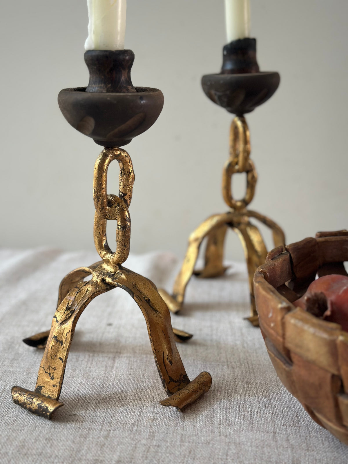Pair of Brutalist Iron Candle Holders
