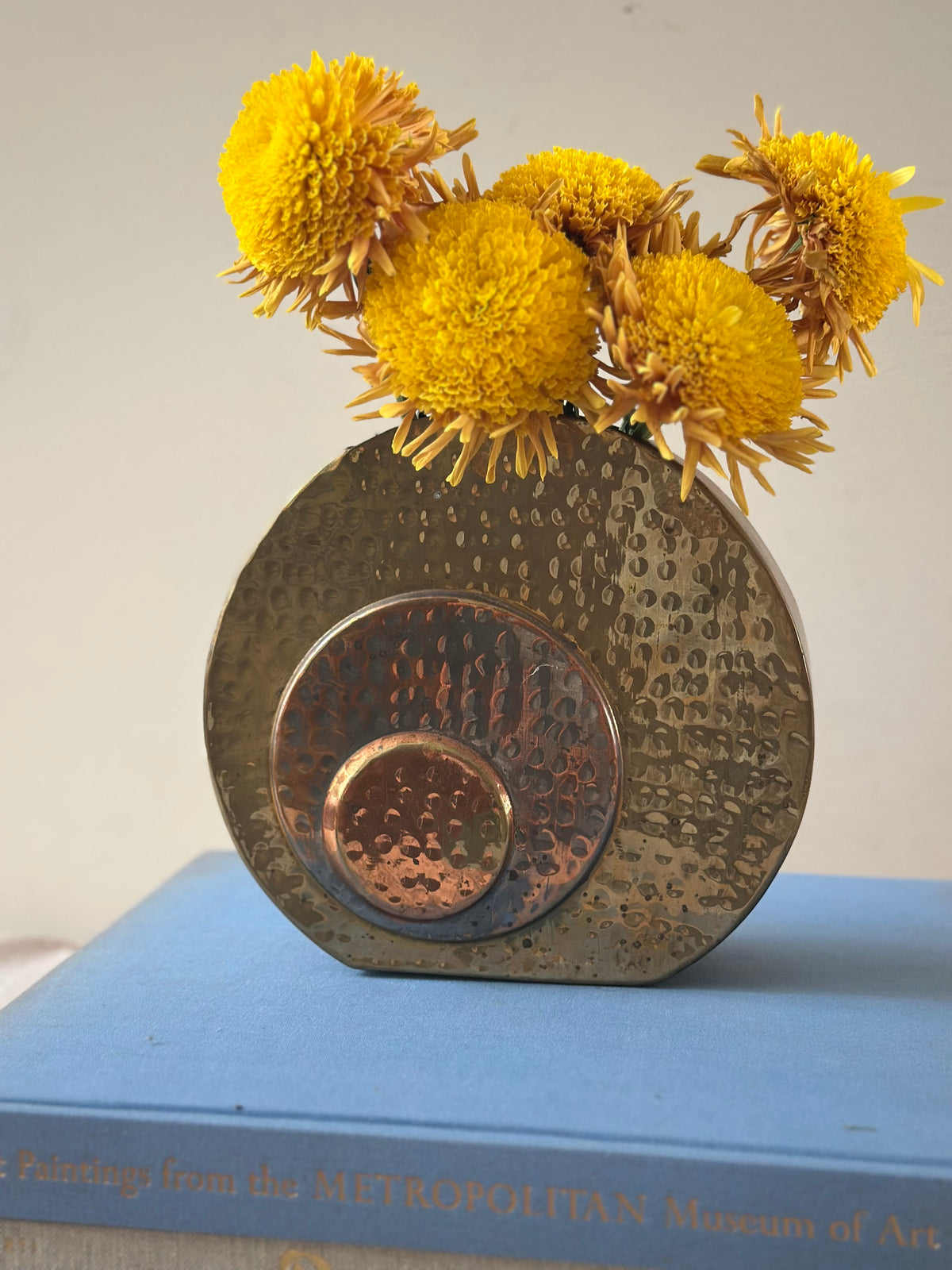 Vintage Hammered Mixed Metal Vase