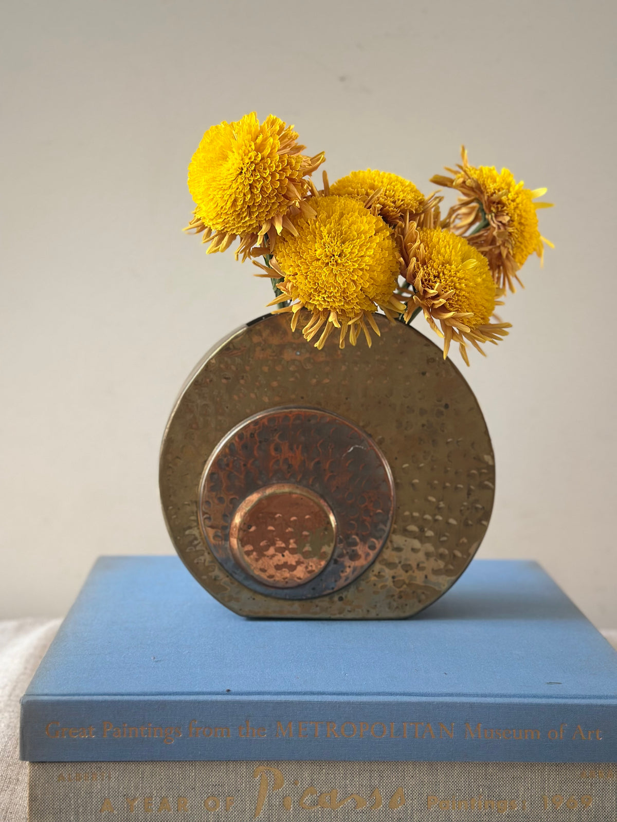 Vintage Hammered Mixed Metal Vase