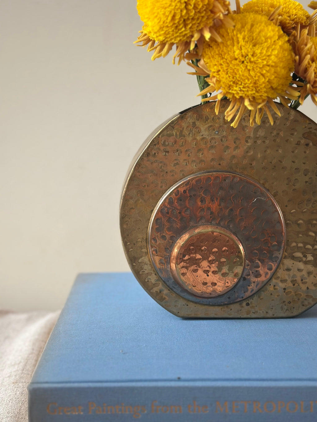 Vintage Hammered Mixed Metal Vase