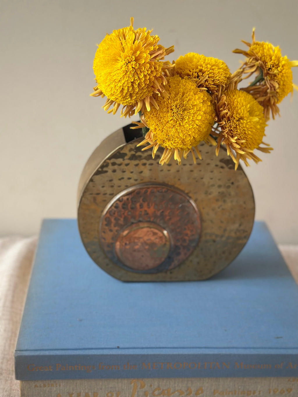 Vintage Hammered Mixed Metal Vase