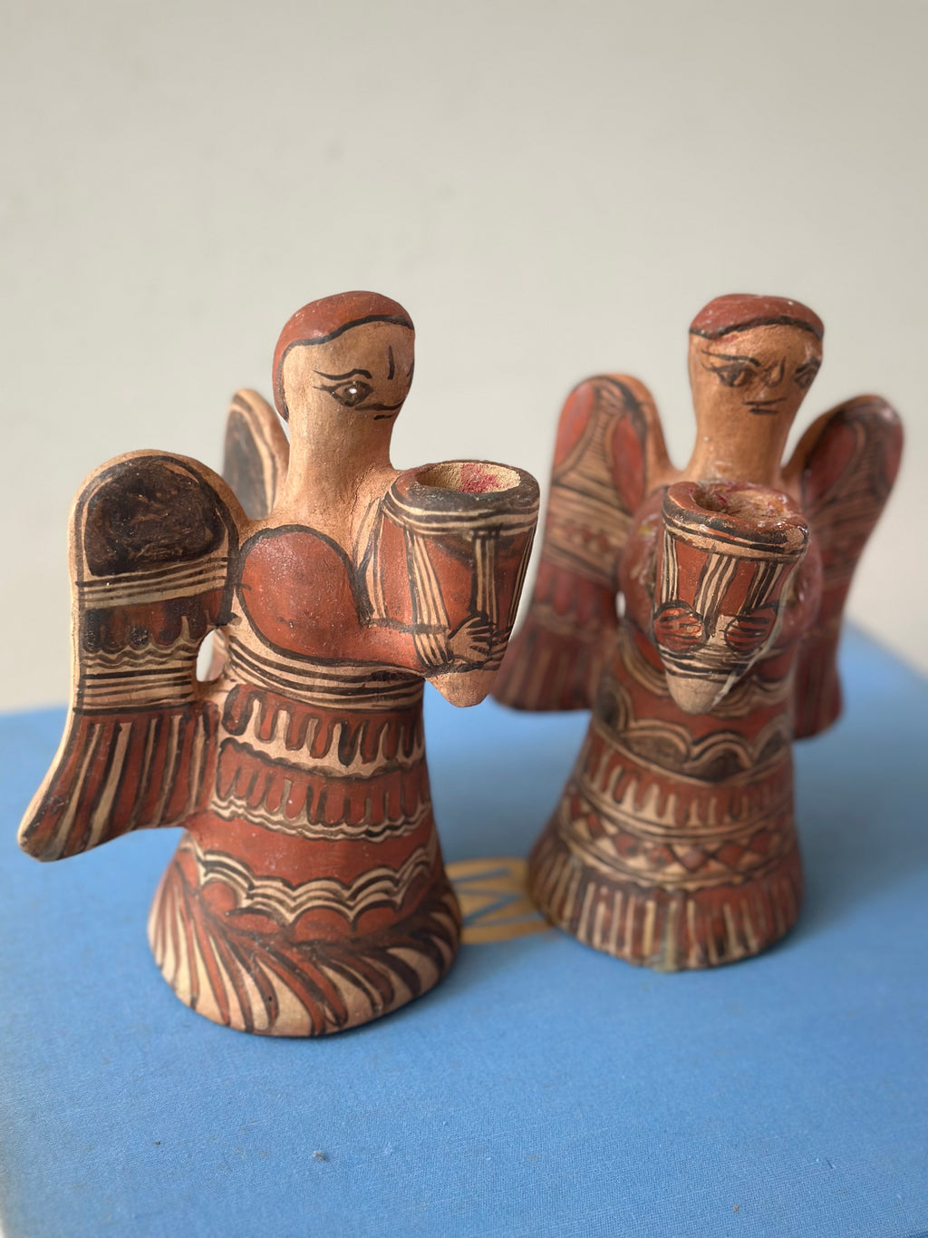 Pair of Earthenware Angel Candleholders